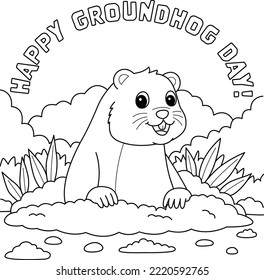 Happy Groundhog Day Coloring Page for Kids