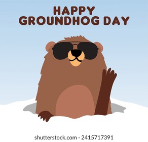 Happy Groundhog day with cure groundhog