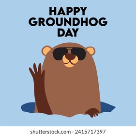 Happy Groundhog day with cure groundhog