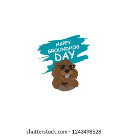 Happy Groundhog Day design with cute groundhog