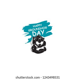 Happy Groundhog Day design with cute groundhog