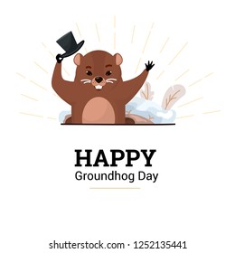 Happy Groundhog Day design with cute groundhog