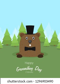 Happy Groundhog Day design with cute groundhog