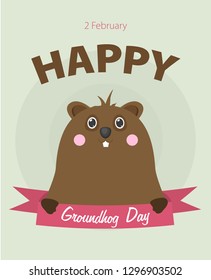 Happy Groundhog Day design with cute groundhog