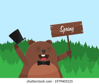Happy Groundhog Day design with cute groundhog