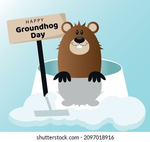 Happy Groundhog Day design with cute groundhog