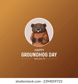 Happy Groundhog Day design with cute groundhog. 