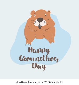  Happy Groundhog Day design with cute groundhog.Web banner, greeting card,poster ,templates