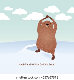 Happy Groundhog Day design with cute groundhog