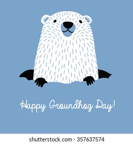 Happy Groundhog Day design with cute groundhog