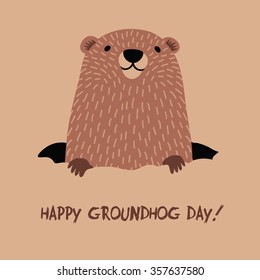 Happy Groundhog Day Design With Cute Groundhog