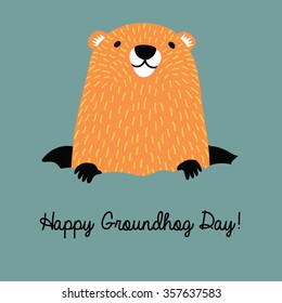 Happy Groundhog Day design with cute groundhog