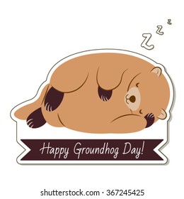 Happy Groundhog Day design with cute groundhog