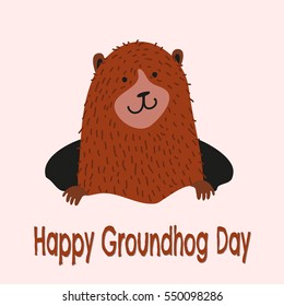 Happy Groundhog Day design with cute groundhog