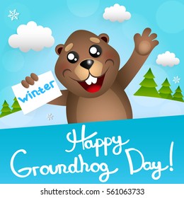 Happy Groundhog Day design with cute groundhog