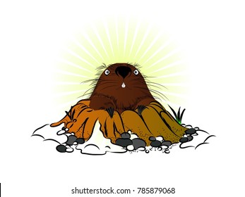 Happy Groundhog Day design with cute groundhog