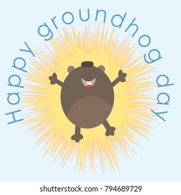 Happy Groundhog Day design with cute groundhog