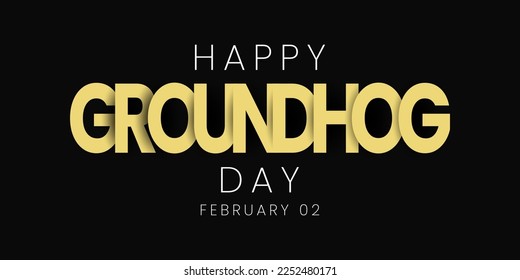 Happy Groundhog Day. Februari 2. Hand drawn lettering text with cute groundhog. Vector illustration. Script. Calligraphic design for print greetings card, banner, poster. Colorful