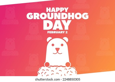 Happy Groundhog Day. February 2. Vector illustration. Holiday poster