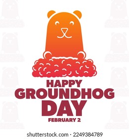 Happy Groundhog Day. February 2. Vector illustration. Holiday poster