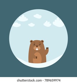 Happy Groundhog Day, February 2. Postcard, cover, vector design. Vector illustration.