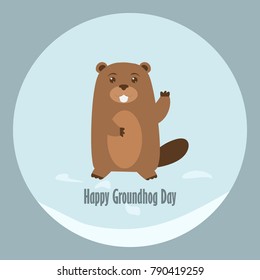 Happy Groundhog Day, February 2. Postcard, cover, vector design. Vector illustration.