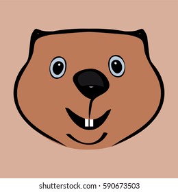Happy Groundhog Day funny cute head
