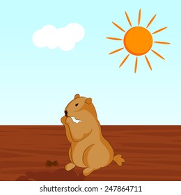 Happy Groundhog Day Greeting Cards. Eps10