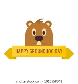 Happy groundhog day icon. Flat illustration of happy groundhog day vector icon for web