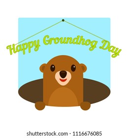 Happy groundhog day icon. Flat illustration of happy groundhog day vector icon for web design