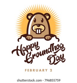 Happy groundhog day illustration isolated on white