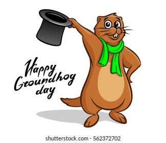 Happy Groundhog Day illustration lettering