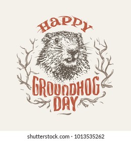 Happy Groundhog Day Illustration. Vector. Eps10. 