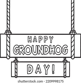 Happy Groundhog Day Isolated Coloring Page