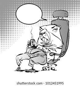 Happy Groundhog Day. Lettering greeting. Sitting Sad Groundhog