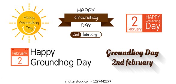 Happy Groundhog Day. Lettering text for greeting card. Vector illustration.