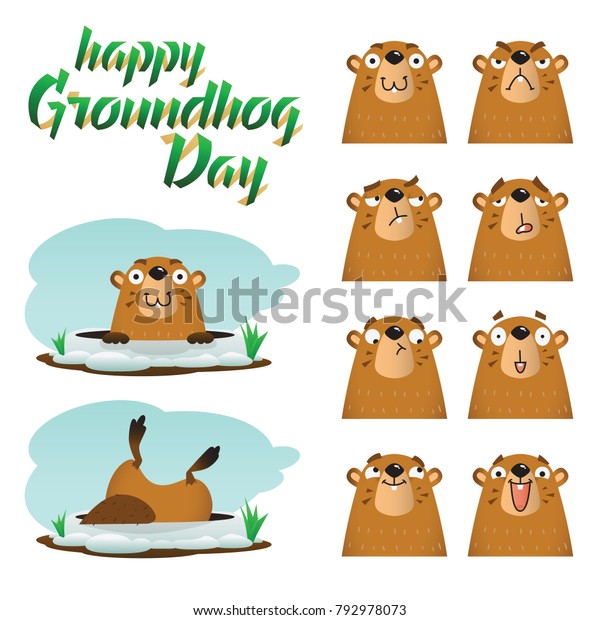 Joyeux Jour De Marmotte Lettrage De Image Vectorielle De Stock Libre De Droits