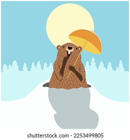 Alles Gute zum Grundurchtag! Marmot wirft Schatten. Buchstabentext für Grußkarte