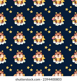 Happy Groundhog Day. Pattern of a groundhog background. Vector illustration.