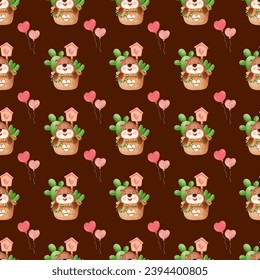 Happy Groundhog Day. Pattern of a groundhog background. Vector illustration.