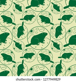 Happy groundhog day. Seamless pattern with cute groundhogs. Vector illustration.