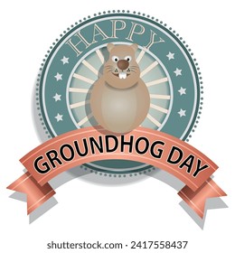 Happy Groundhog Day Sign and Badge Vector