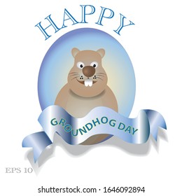 Happy Groundhog Day Sign and Concept Logo