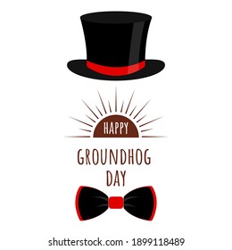 Happy Groundhog Day. Text of the inscription. Vector illustration. Design for printing greeting cards, banners, posters.