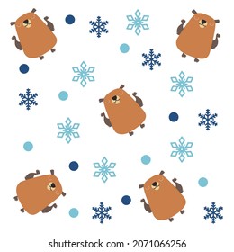 Happy Groundhog Day. Trendy abstract art templates with groundhog, snow, dots. Set of flat backgrounds for social media, stories, banners, invitation cards, poster, greeting card, header for website