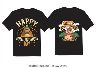 Happy Groundhog Day T-Shirts Featuring Cartoon Groundhogs