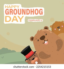 Happy Groundhog Day Typographic Vector Design.