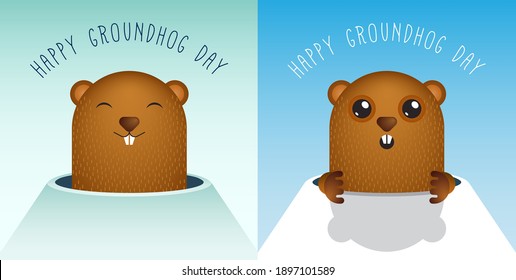 Happy Groundhog Day with Groundhog Vector