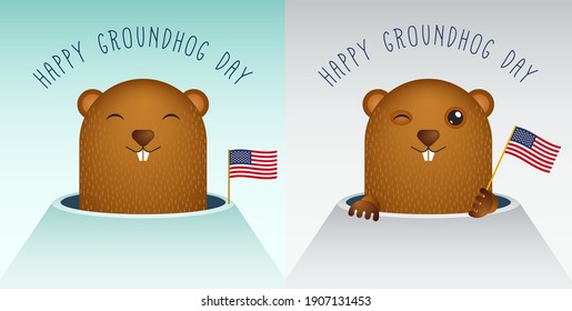 Happy Groundhog Day with Groundhog Vector