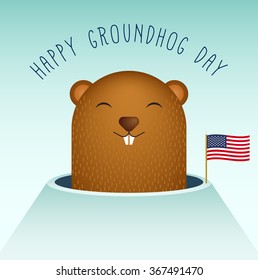 Happy Groundhog Day with Groundhog Vector